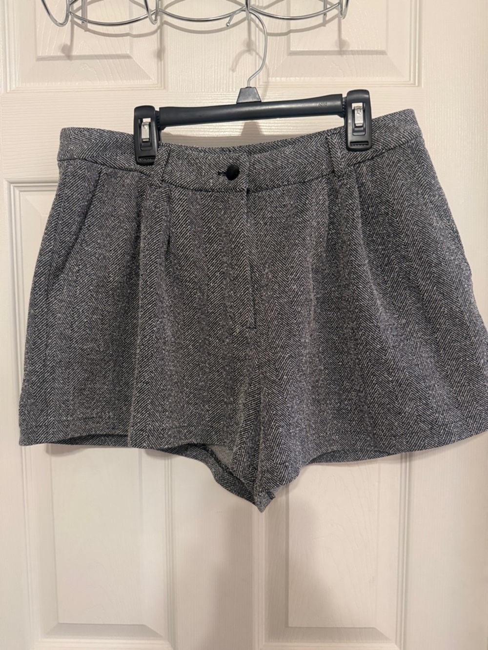 LC Lauren Conrad Gray Herringbone High-Waist Tailored Shorts